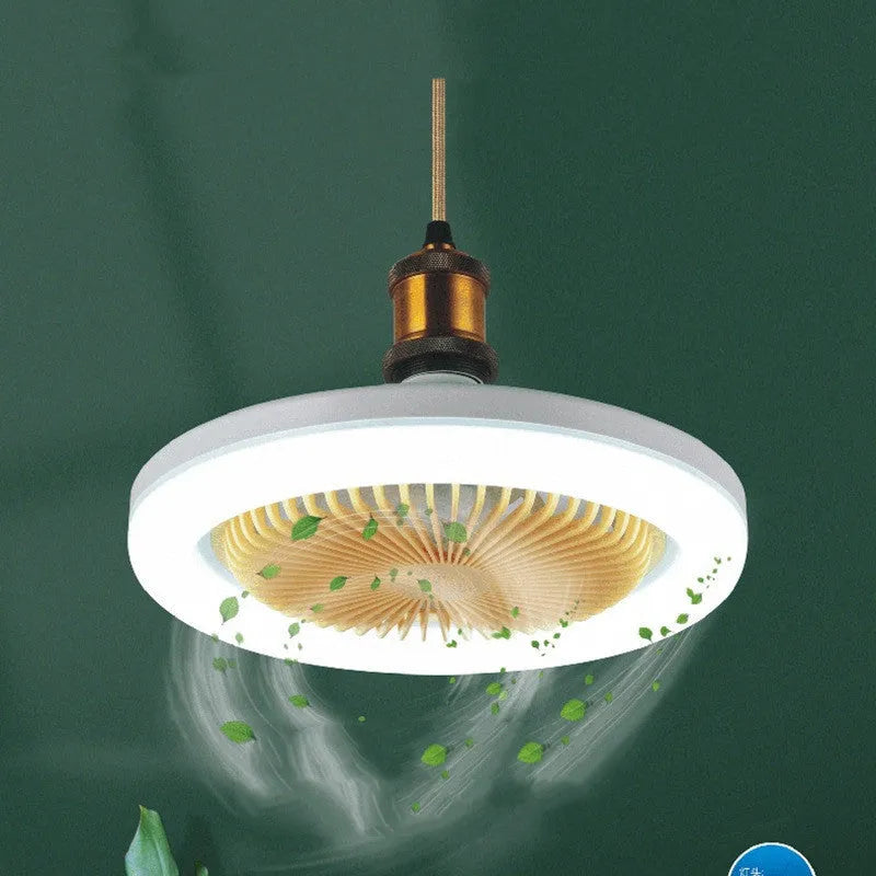 26cm round remote control ceiling fan with white LED lamp and plastic blades