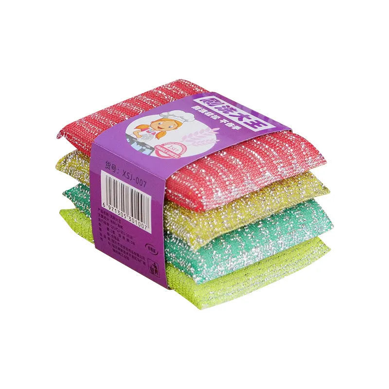 Pinstripe fabric dishwashing sponge mop in macaron mixed colours showing fine stripe scrubbing surface
