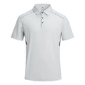 Men's classic black quick-dry polo shirt with short sleeves on a hanger