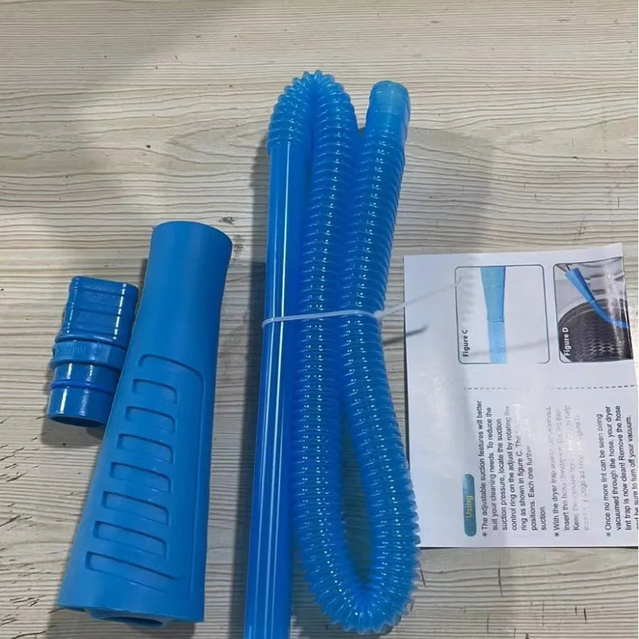 Blue vacuum cleaner suction pipe attachment with round head for washing machine dust removal, 114cm length