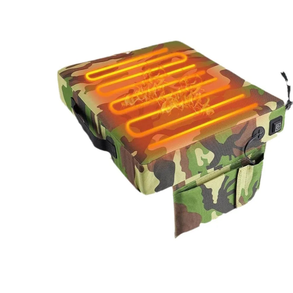 Camouflage heating cushion made of Oxford cloth, size 40x32x7cm, for outdoor stadium use on bleacher seats