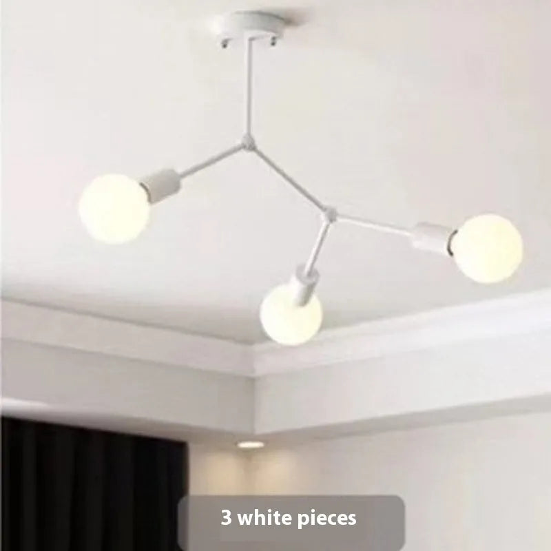 Iron chandelier ceiling lamp in Nordic style with multiple light heads