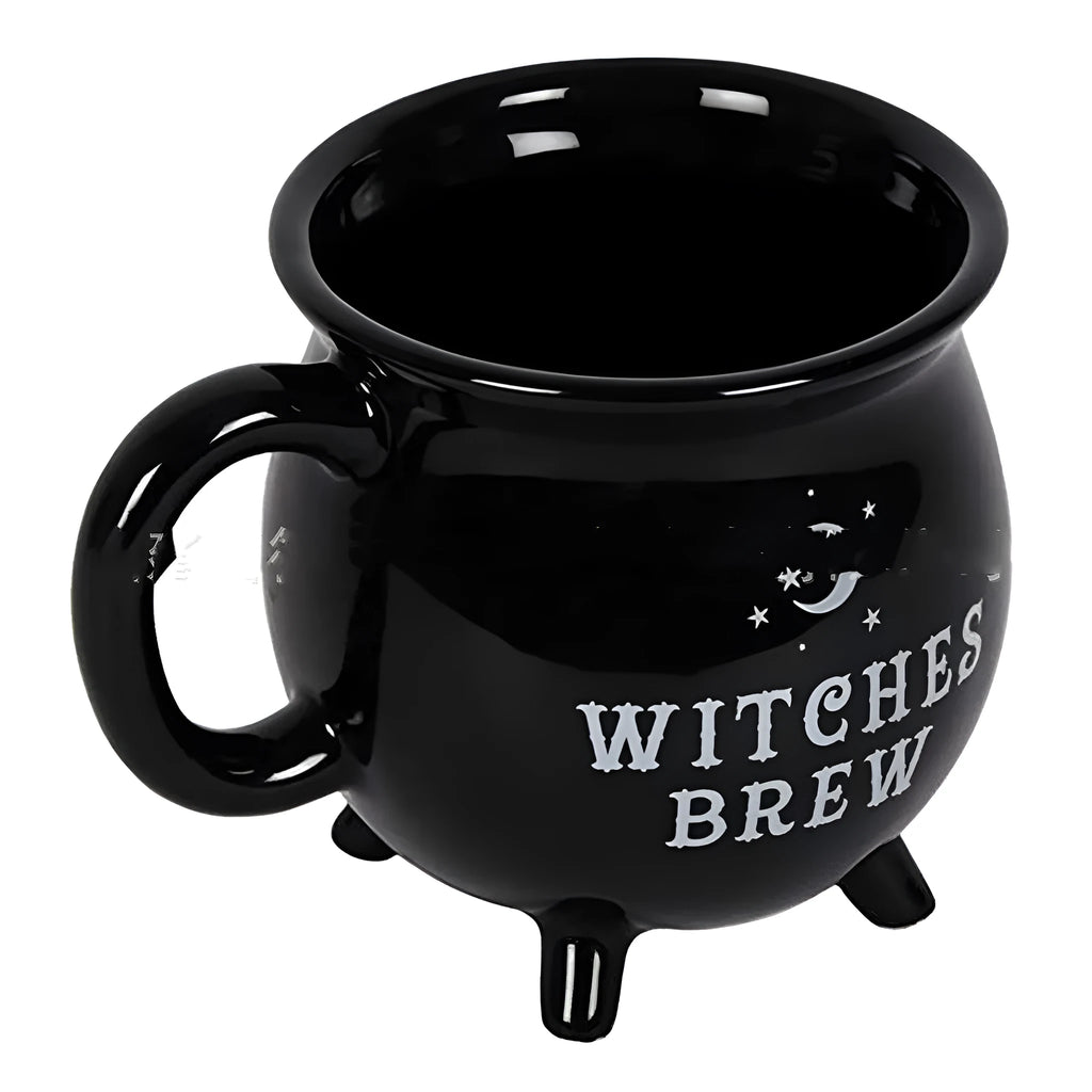 Ceramic witch coffee mug in porcelain with cartoon pattern, 301-400ml capacity, available in Black or White