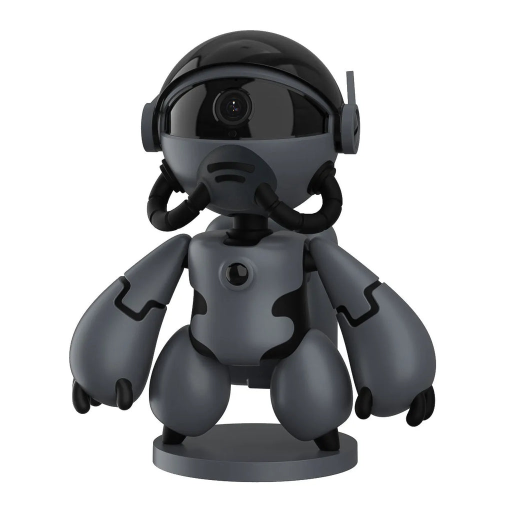 Space Robot indoor security camera in white or black with detachable base, 170mm height