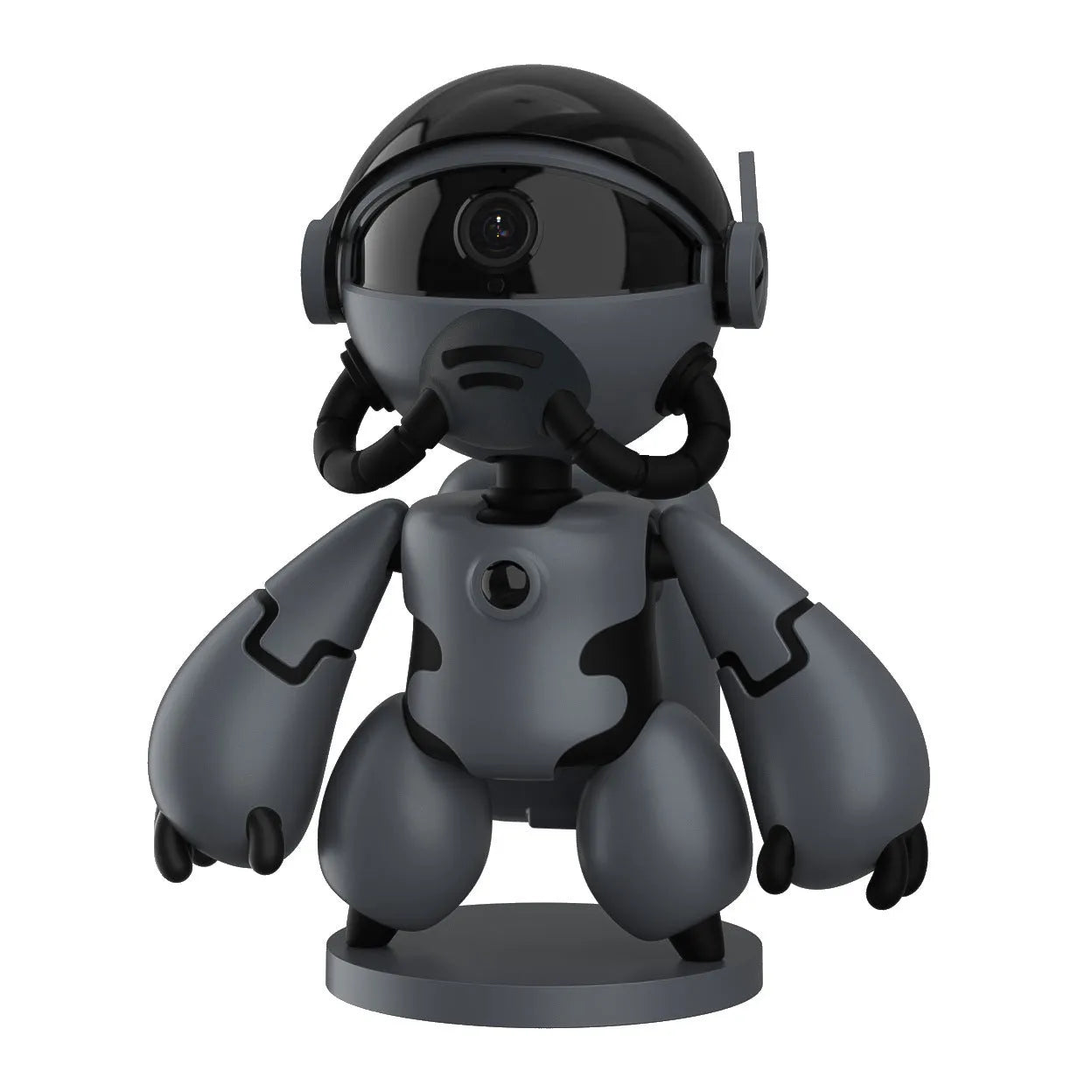 Space Robot indoor security camera in white or black with detachable base, 170mm height