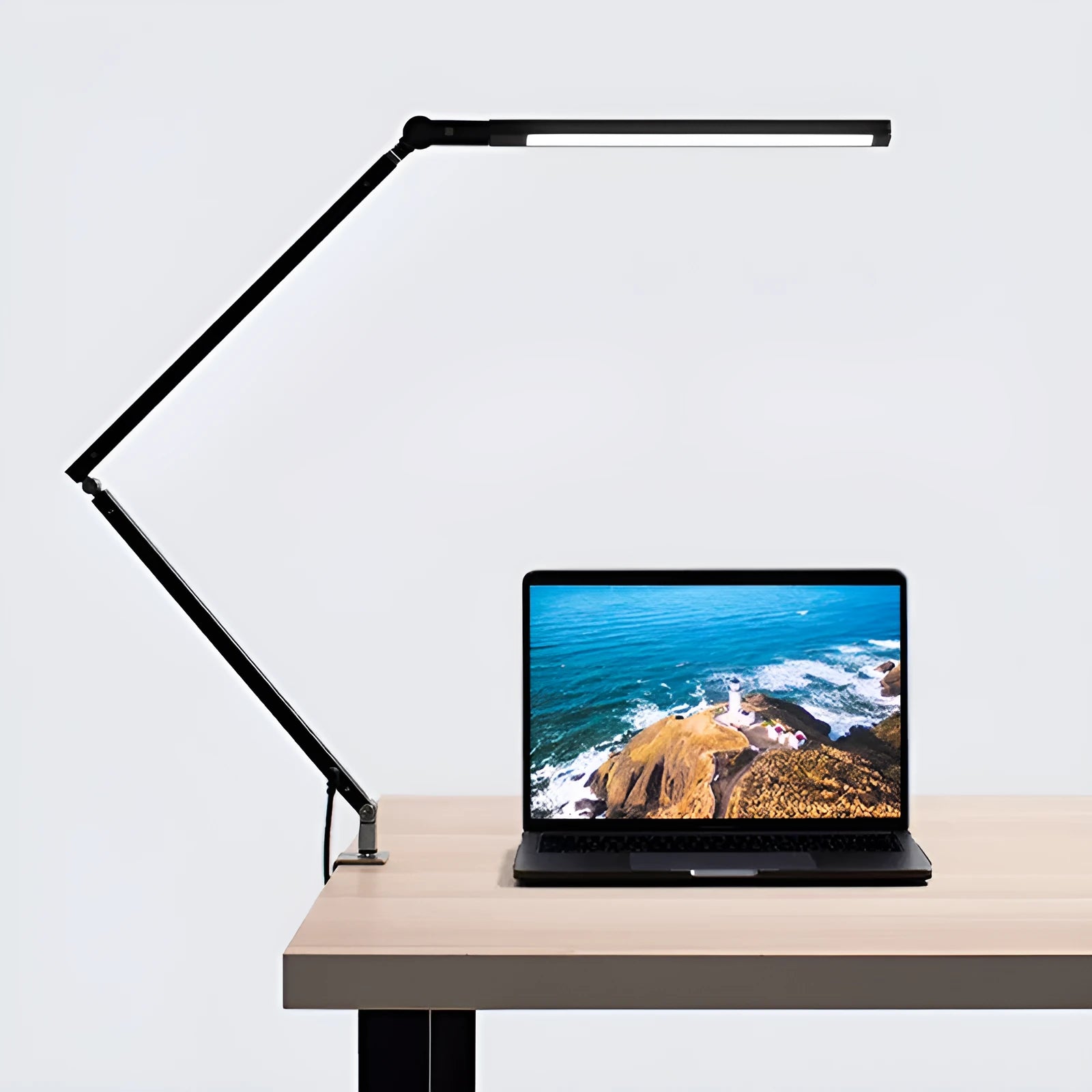 Aluminium clip-on LED desk lamp with remote control in black, silver, blue, or gold finish