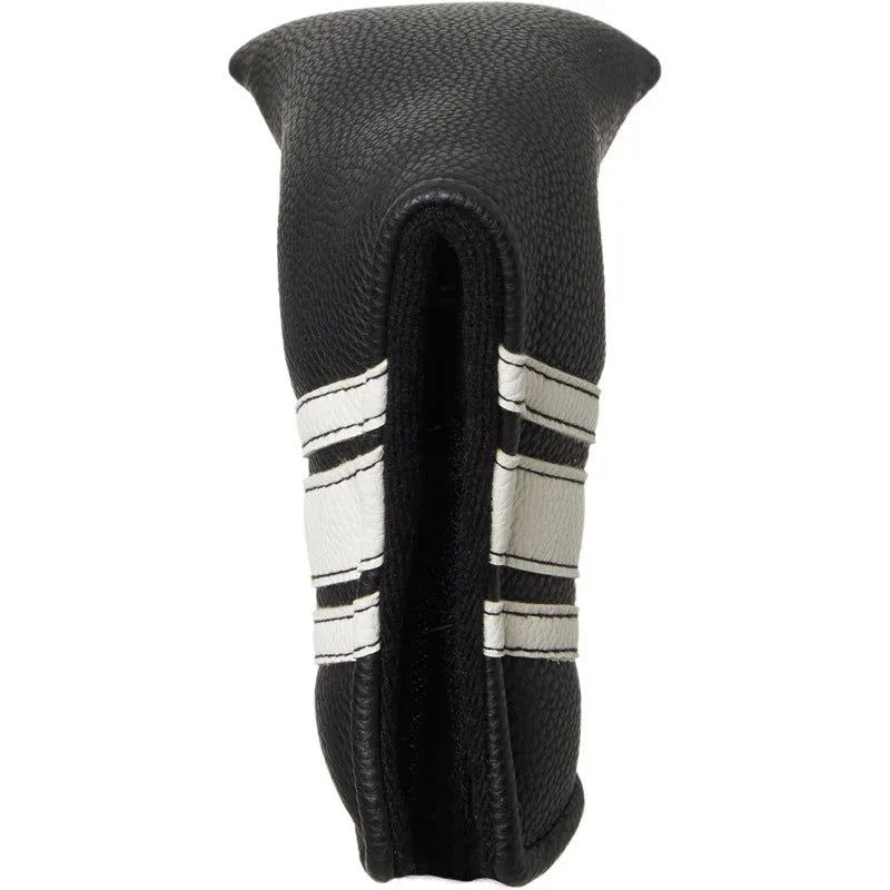 Black PU leather golf club head cover and push rod sleeve set for putter protection
