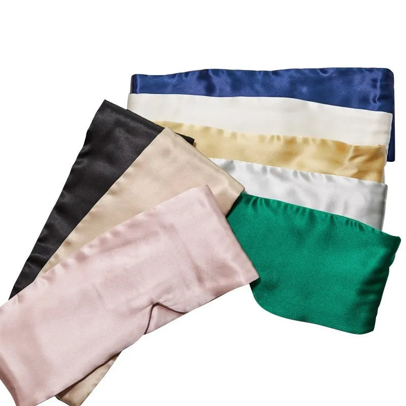 Mulberry silk sleep eye mask in multiple colours with adjustable head straps.