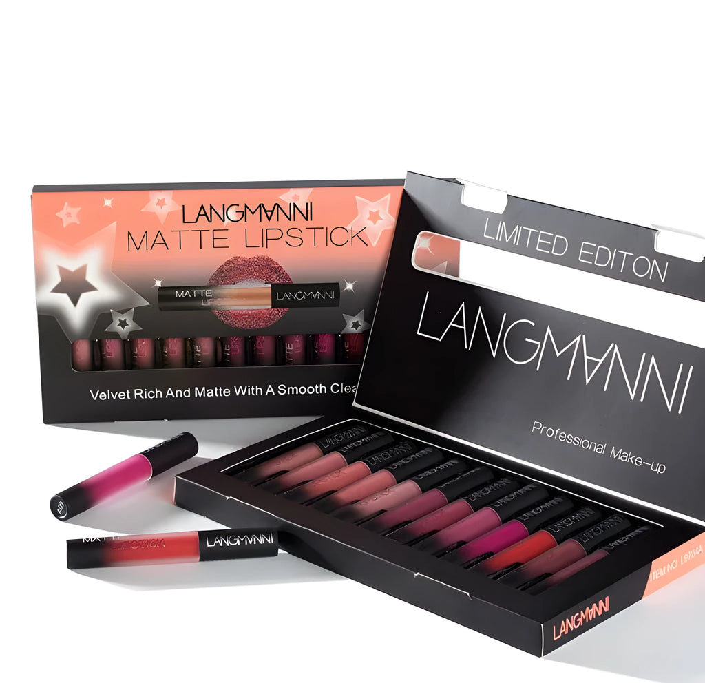 Langmanni matte lipstick set waterproof long-lasting velvet 12 pieces 6ml each