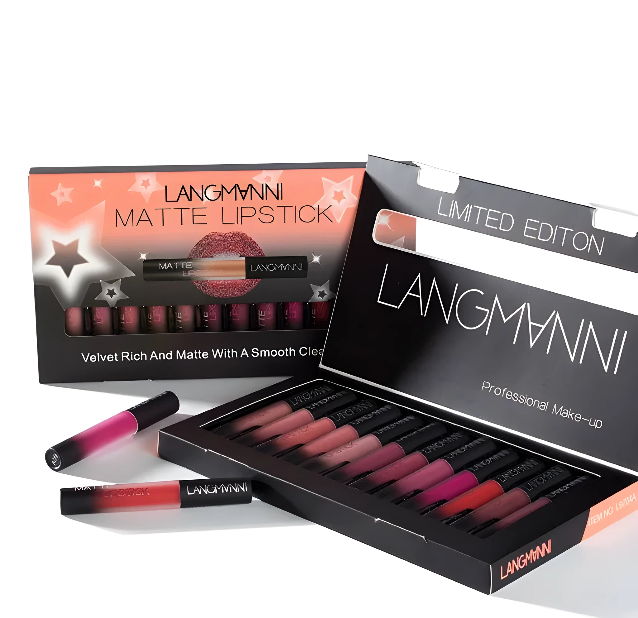 Langmanni matte lipstick set waterproof long-lasting velvet 12 pieces 6ml each