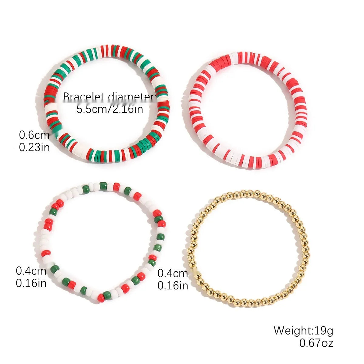 European American new Christmas bracelet pendant set in imitation pearl and polymer clay with Santa Claus design