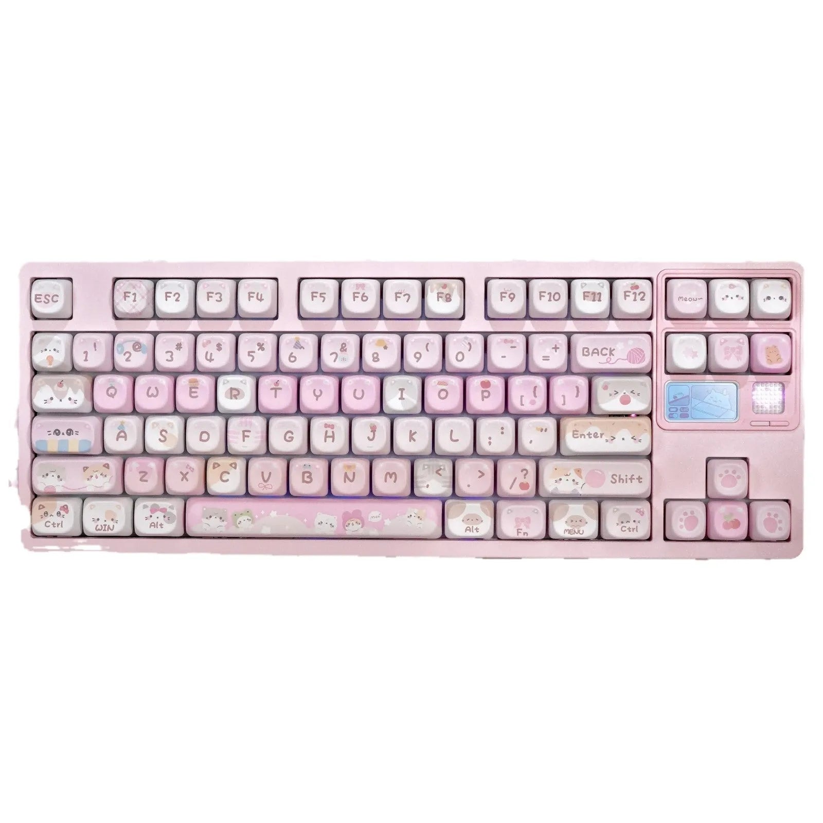 MOA plastic keycaps with colourful cartoon sublimation printing on all five sides