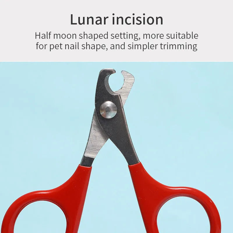 Stainless steel pet nail clippers with coloured plastic rubber handle for dog cat grooming