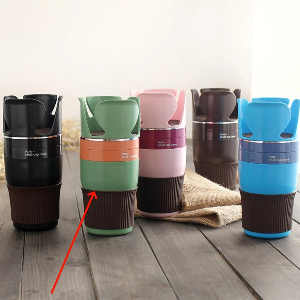 Car multifunctional cup holder with navigation bracket in black, brown, pink, green, or blue