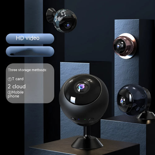 White 1080p wireless WIFI surveillance camera with a compact ABS housing and lens.