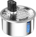 Stainless steel heated water fountain for pets with constant temperature base