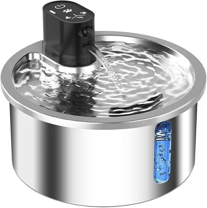 Stainless steel heated water fountain for pets with constant temperature base