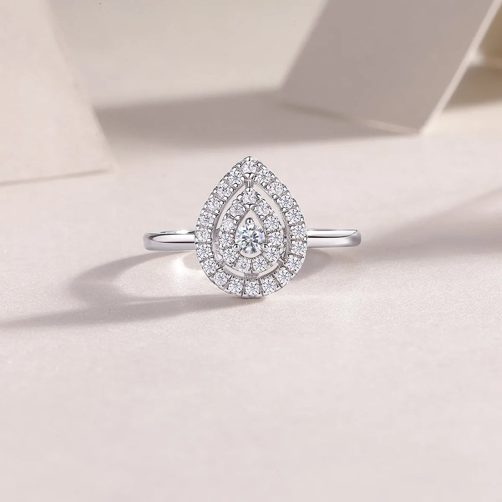 Gold-plated S925 silver wedding ring set with moissanite stone in gift box, sizes 5 to 9