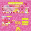 Sublimation printed cartoon pig party theme mechanical keyboard keycap set in multiple colours on a keyboard.
