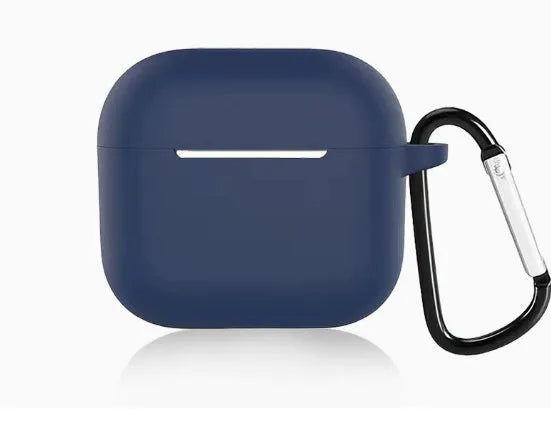 Blue silicone wallet case for AirPods Pro Bluetooth earbuds with solid colour design