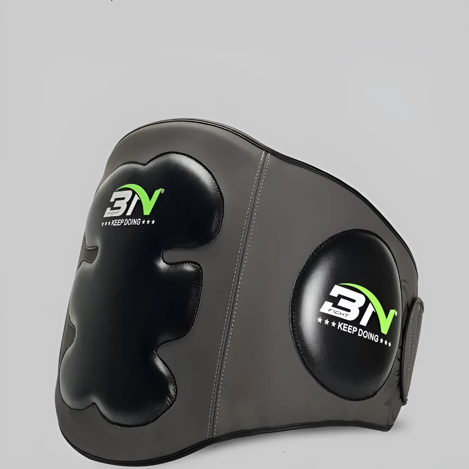 Dark grey Sanda boxing waist protection target with thickened foam for martial arts training.