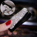Diamond-studded car decoration ornament made of leather and Czech rhinestones, 110x110mm, with storage bag