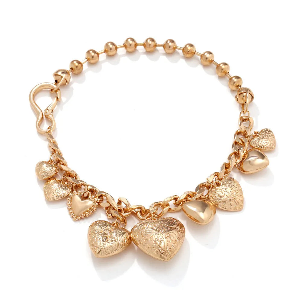 Carved heart pendant necklace in alloy metal with adjustable 41-50cm length