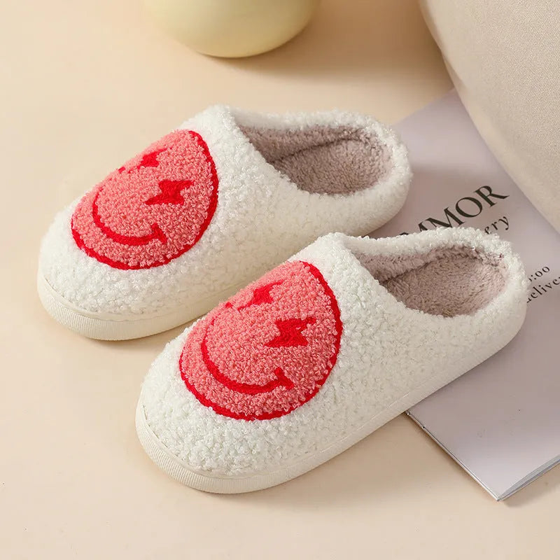 Women's plush cartoon love style slippers with non-slip PVC soles in Big Love design.