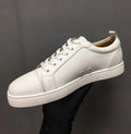 White patent leather casual couple shoes with flat heels and breathable design