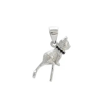 925 sterling silver cat pendant necklace with detailed feline design on clavicle length chain
