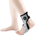 Grey and black ankle support brace with airbag button system for training and rehabilitation