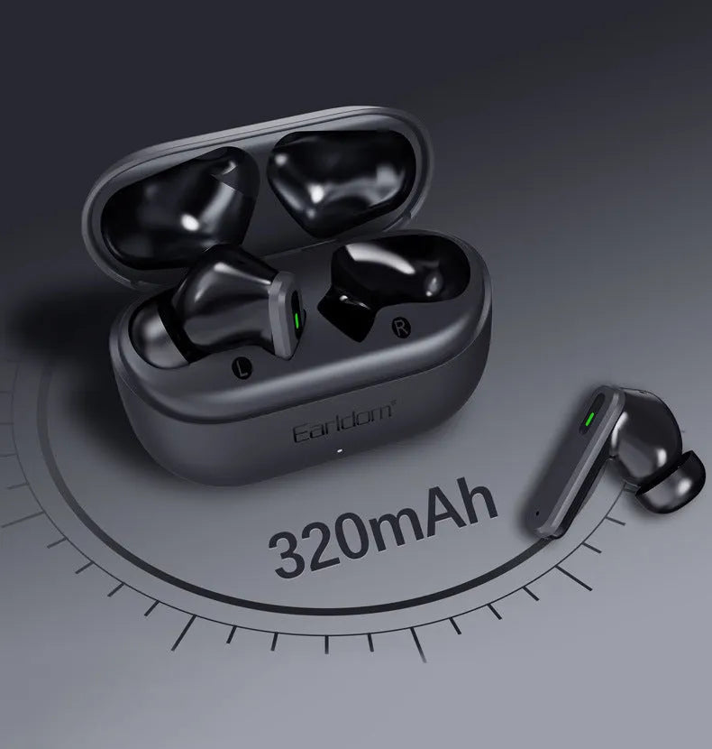 True wireless TWS38 Bluetooth earbuds in black and yellow with dual noise reduction, sports style