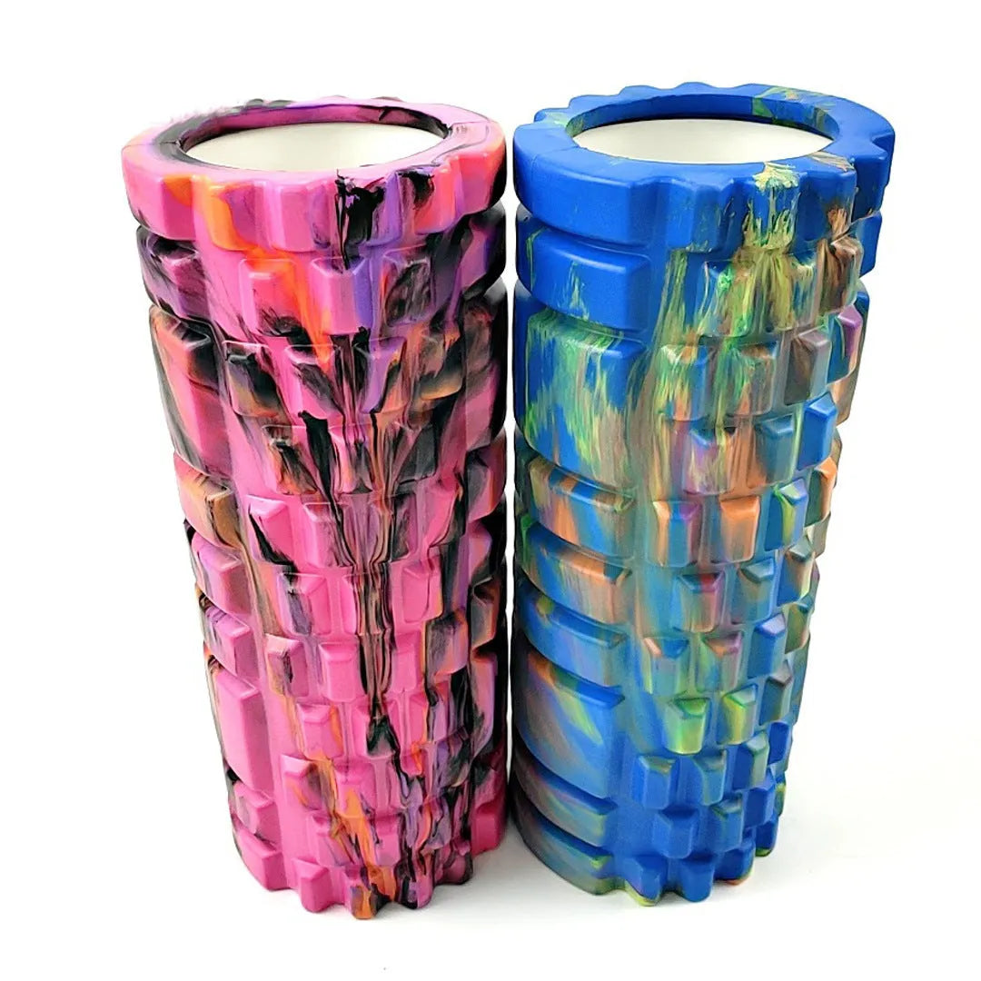 33cm camouflage pattern EVA foam roller in blue green yellow colour for fitness massage