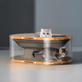 White transparent PVC cat scratch board and nest tunnel with diamond pattern, dimensions 58x45x23cm