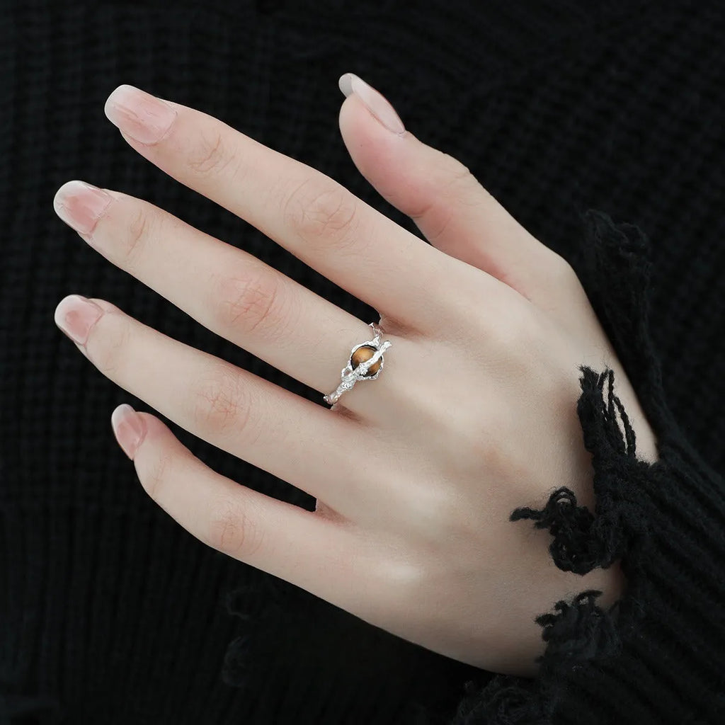 Saturn design adjustable opening ring in white gold electroplated silver