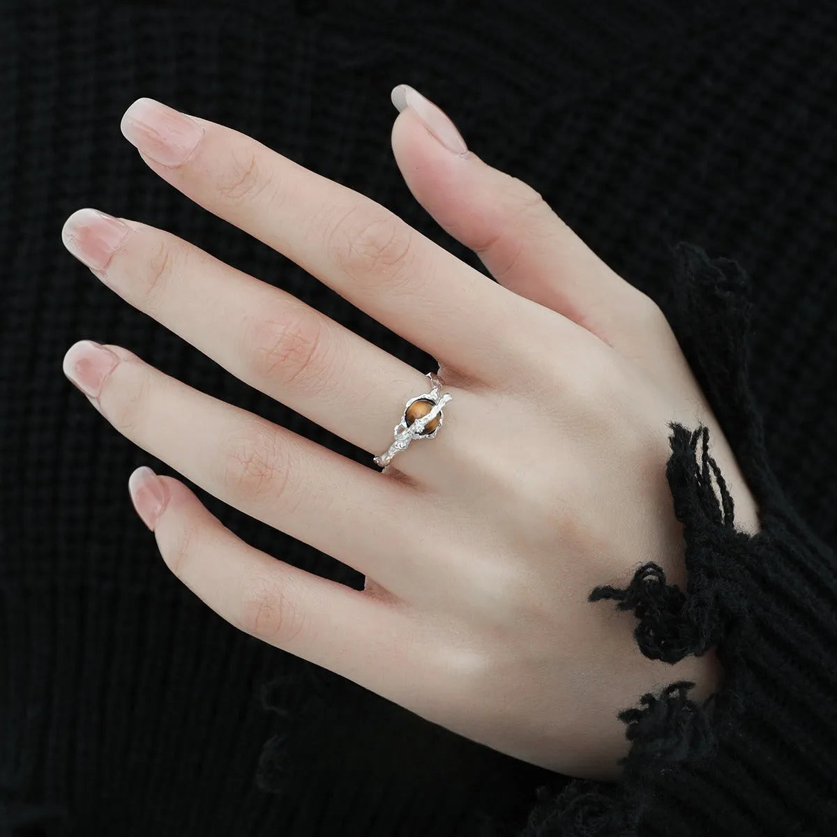 Saturn design adjustable opening ring in white gold electroplated silver