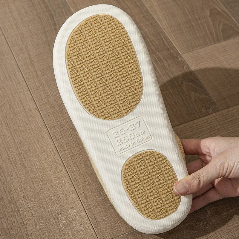 Elderly non-slip cotton slippers in light gray for men and women indoor use
