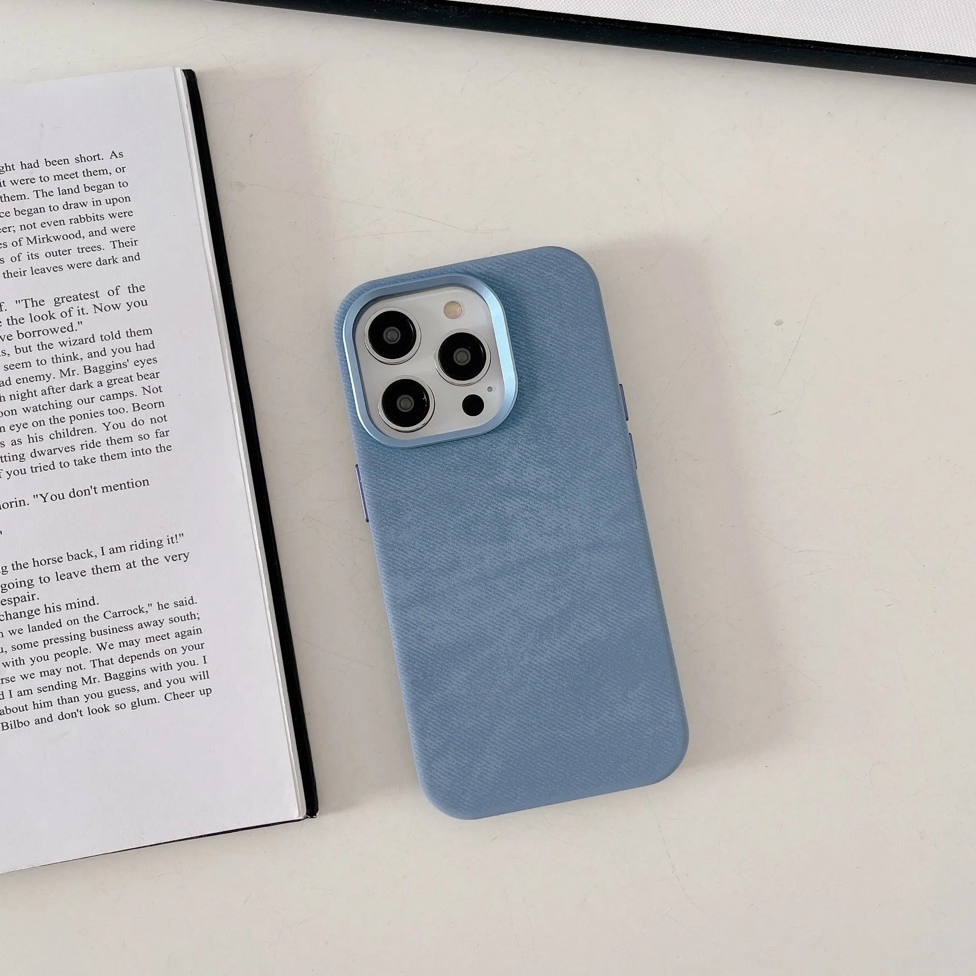 Flannel magnetic suction phone case in plaid pattern for iPhone, available in gray colour