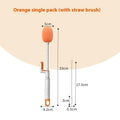 Long handle plastic cup brush in orange for cleaning tall bottles and cups