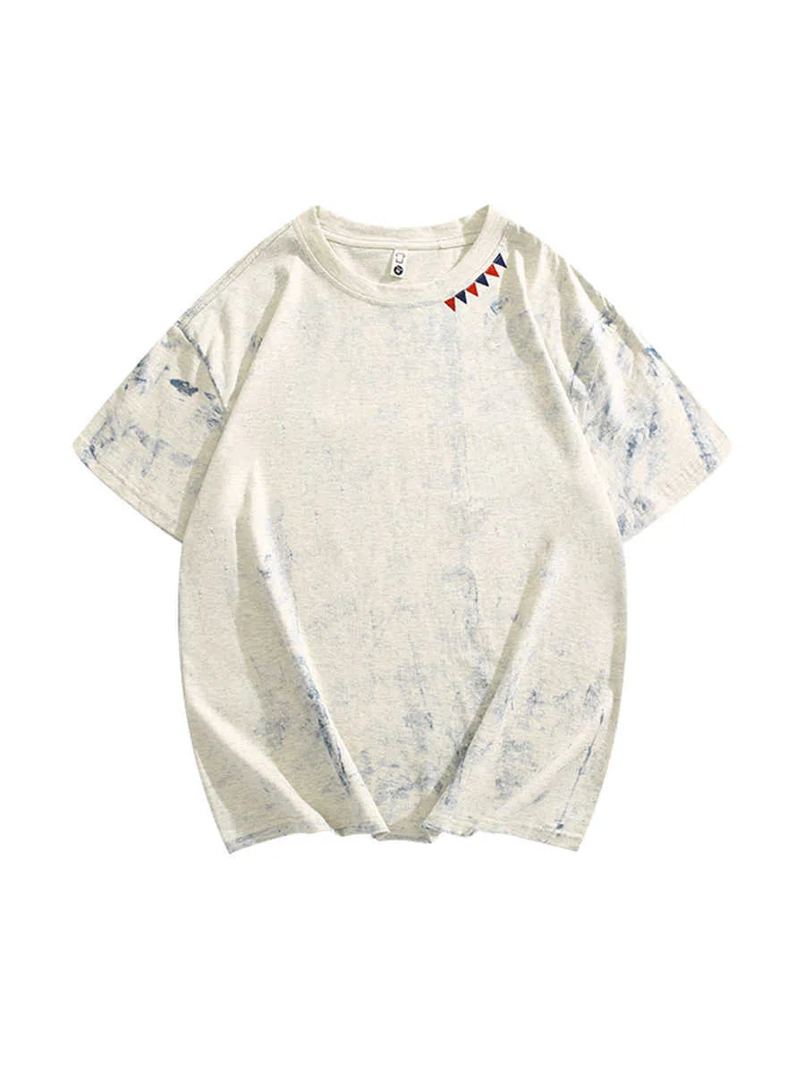 Grey tie dye printed T-shirt with full body pattern and loose fit