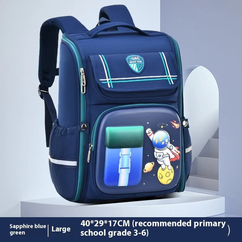 Children's cartoon backpack with animal patterns, Oxford cloth construction, and airpillow burden-reducing straps