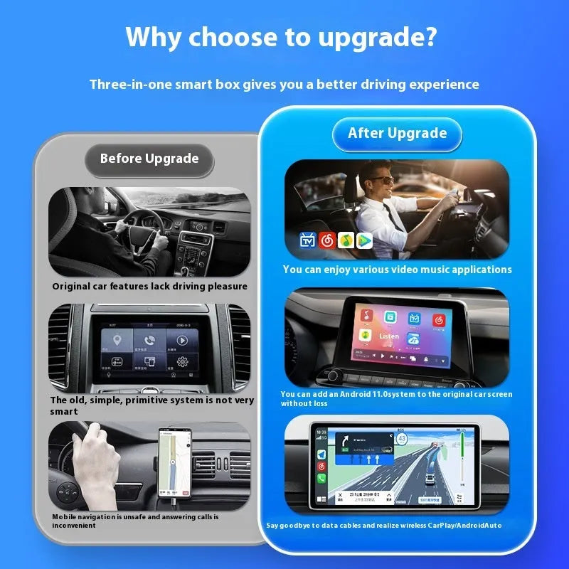 Black Box Car System Android wired to wireless CarPlay smart box with ABS PC casing