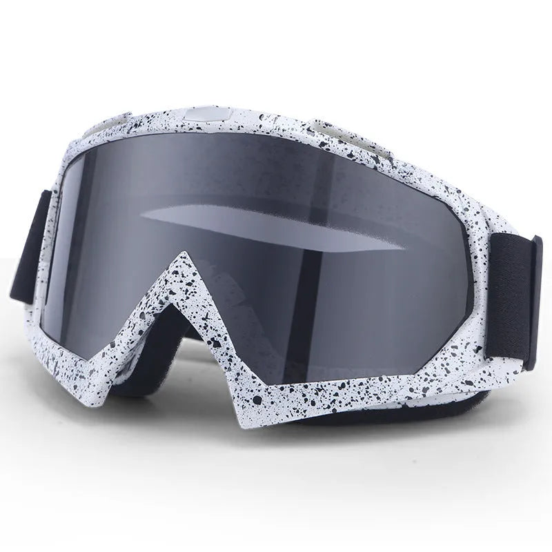 Adult motorcycle cross country goggles with pure TPU full rim frame and windproof design on grey background