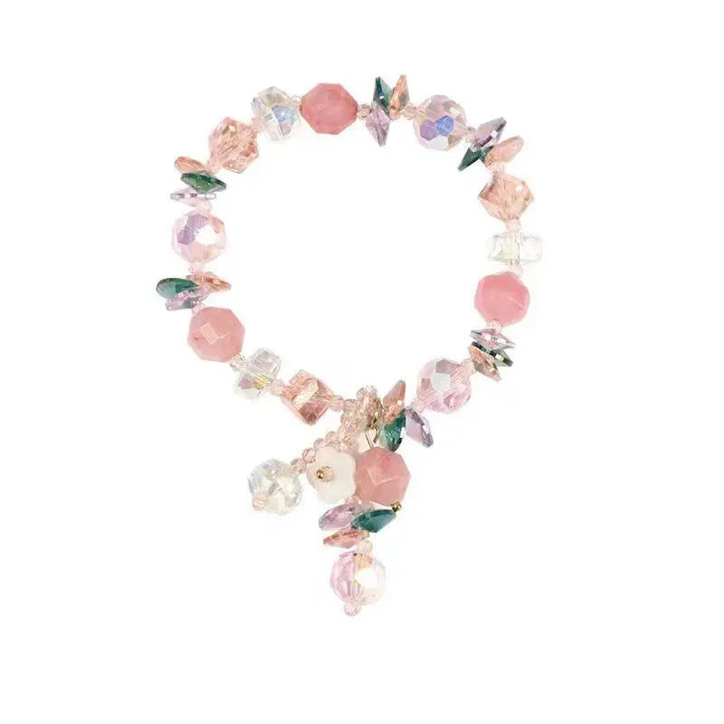 Women's hexagon crystal bracelet geometric pastoral style on neutral background
