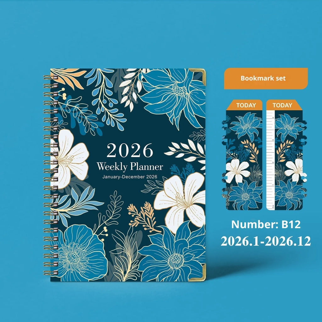2026 A5 coil diary notebook with paper cover in eight colour options B08 B09 B10 B11 B12 B13 B14 B15