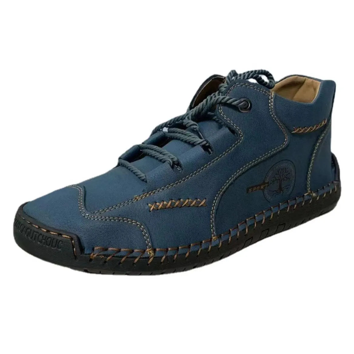Men's leather casual boots in multiple colours with round toe and rubber soles