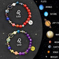 Set of two natural stone beaded bracelets with adjustable cords for zodiac signs.