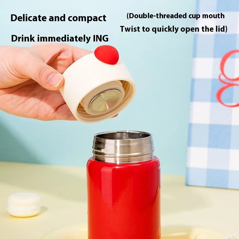 Women's thermos cup in red with 316 stainless steel liner, 200ml, portable insulated design