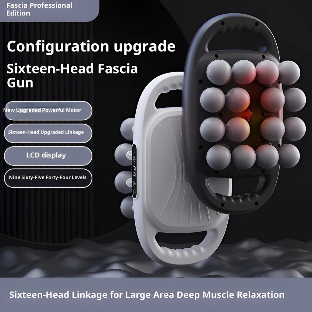 Grey professional-grade vibration massager with brushless motor and multi-gear adjustment, more than 5 gears, 46-70dB.