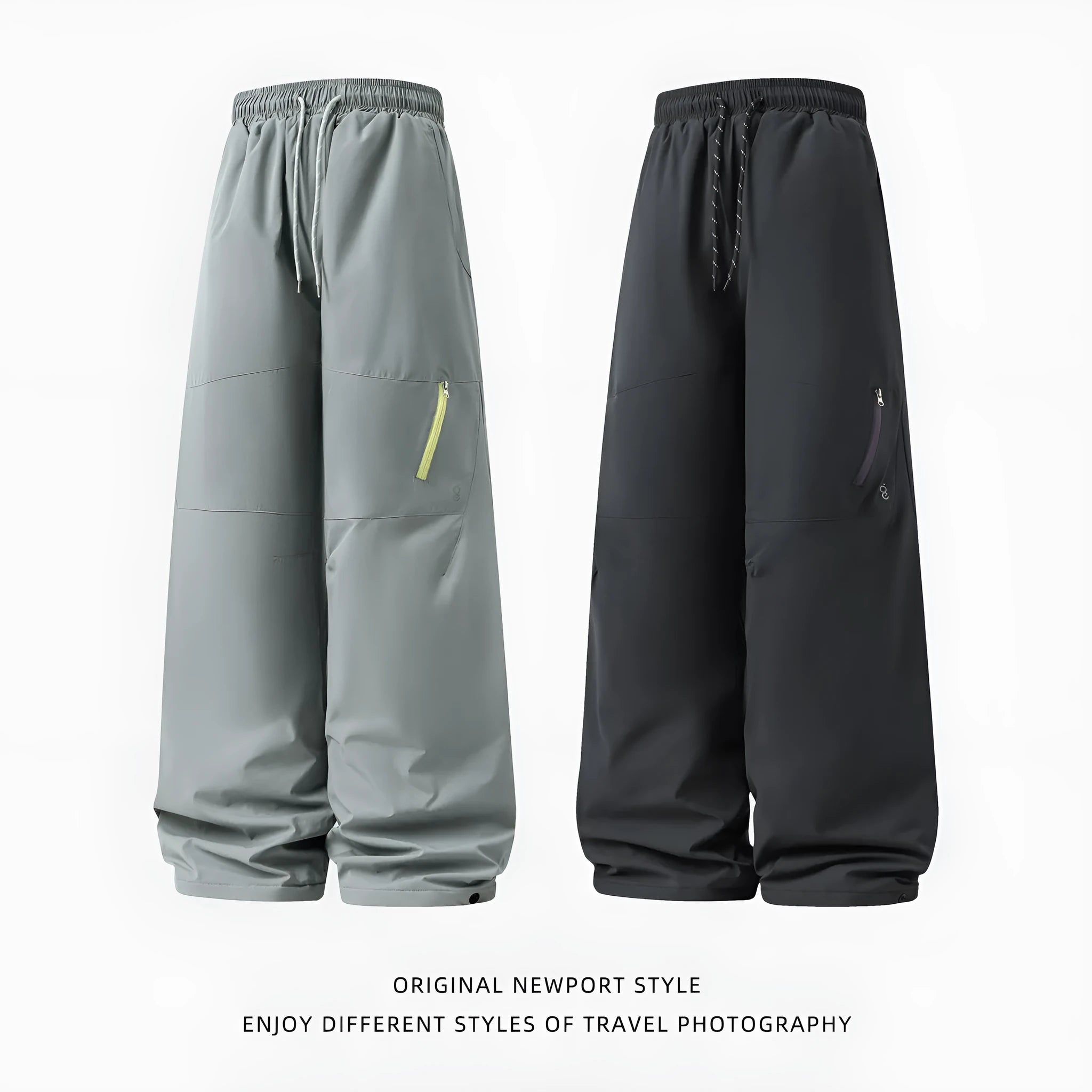 Warm thick straight leg sports trousers in carbon black – mid waist drawstring style with no fly, leisure basic fit